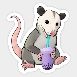 Possum with bubble tea Sticker
